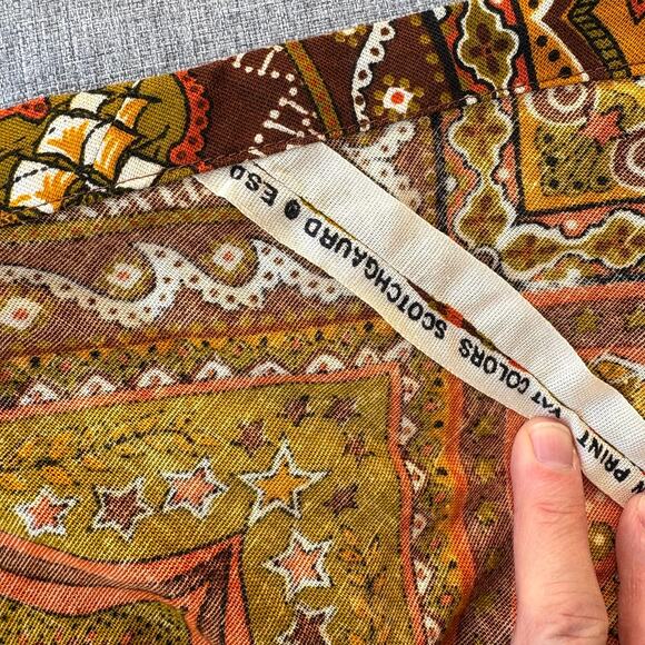 Vintage 1970s 86" Round Tablecloth Patriotic Americana Print Ships Eagles Autumn - Picture 8 of 9